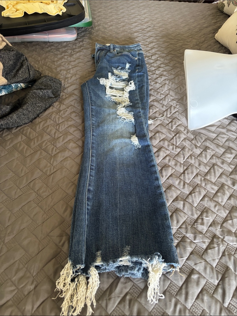 Distressed Blue Women's Ripped Jeans - Picture 3 of 6